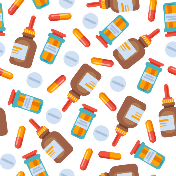 药物，药物，药丸，科学，无缝覆盖，包裹图案。矢量卡通设计插画图片下载