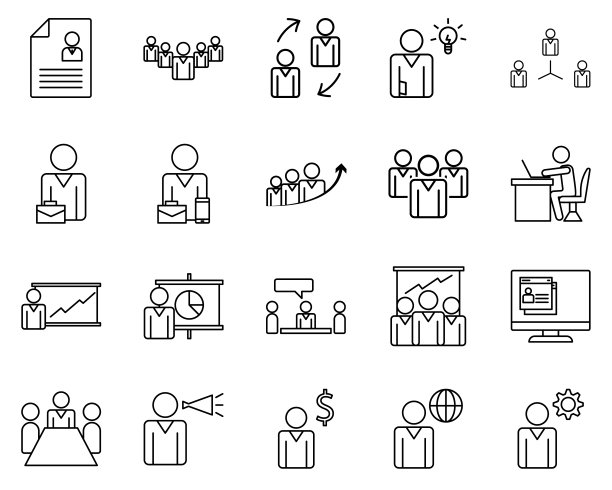 商业管理图标集商人，全球商业图标商业管理矢量图标图片下载