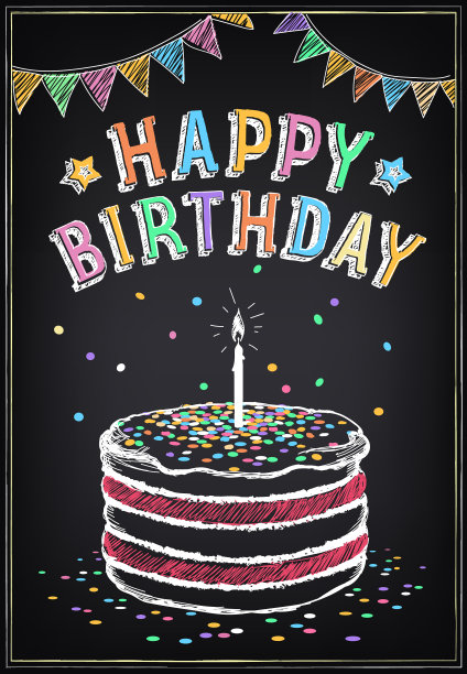 生日请柬，生日蛋糕和蜡烛图片下载
