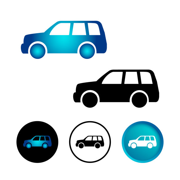 抽象家庭汽车图标集图片下载