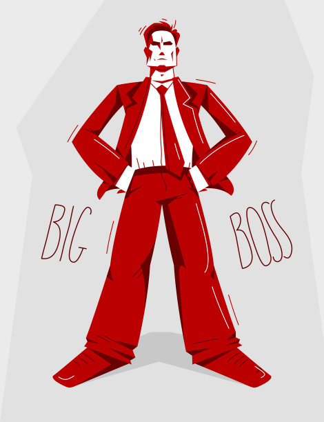 大老板导演站在自信严肃和愤怒的矢量插图，坏老板专制和暴君概念，经理在控制工作过程。图片下载