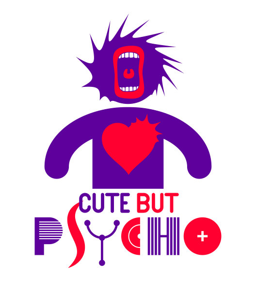 可爱但精神搞笑矢量卡通标志或海报怪异的表情男人图标和尖叫的嘴，t恤打印或社交媒体图片。图片下载