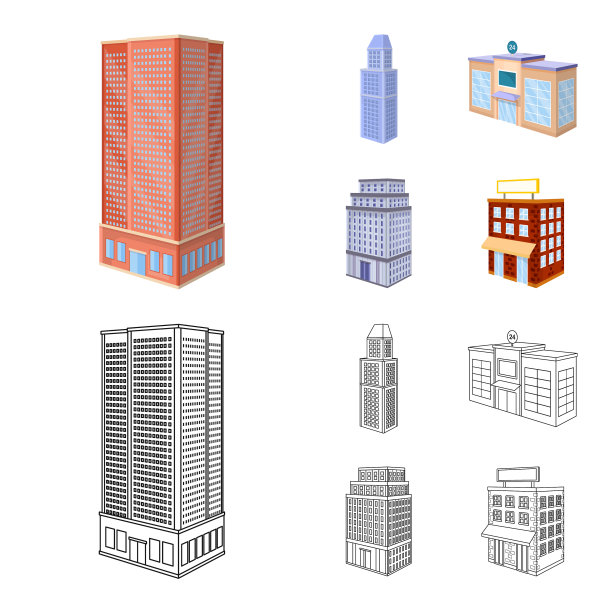 孤立的对象建设和建筑标志图片下载