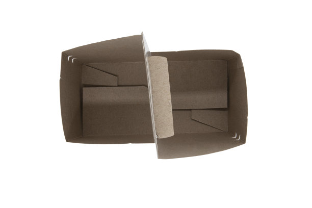 一次性纸板饮料杯托，白色背景图片下载