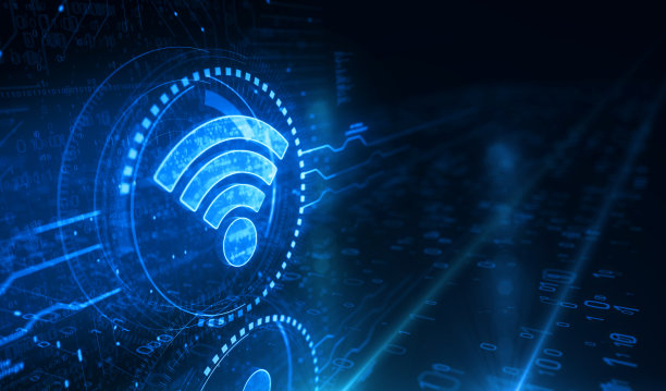 Wifi移动网络通信符号数字概念三维插图图片下载