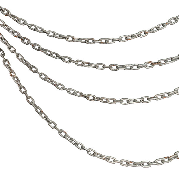 真正的钢生锈的铁链孤立在白色的背景。图片下载