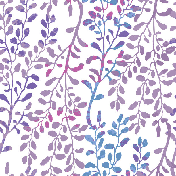 无缝模式与草本植物，树叶和植物图片下载