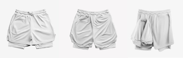 设置白色宽松短裤模型与压缩线，孤立在背景上。图片下载