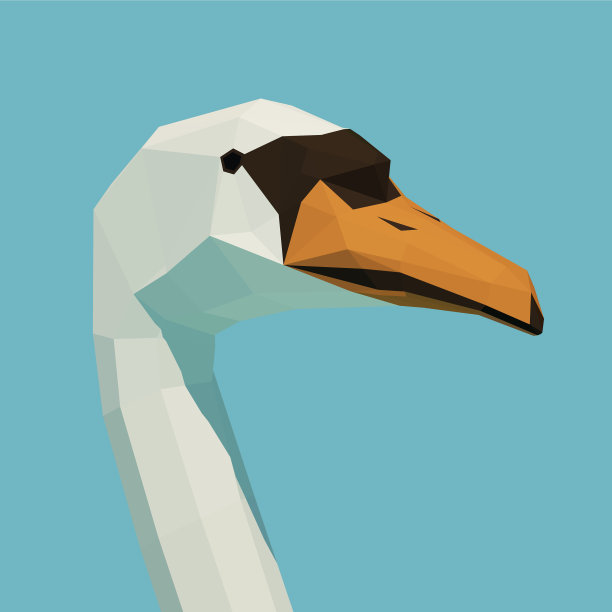 水面上的多边形白天鹅图片下载