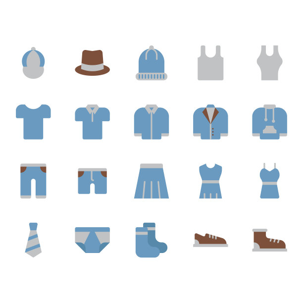 服装和配件相关图标集图片下载