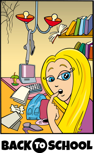 女孩和孩子回到学校卡通图片下载