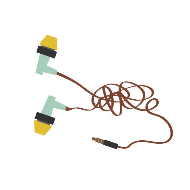 耳机在一个平面风格的白色背景图片下载