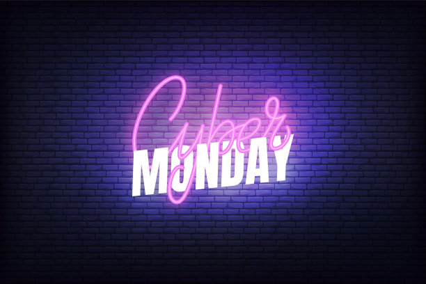 网络星期一霓虹灯销售发光的字母标志图片下载