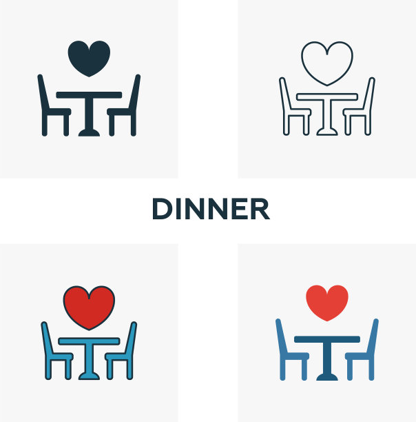 晚餐图标设置了四个不同风格的元素图片下载