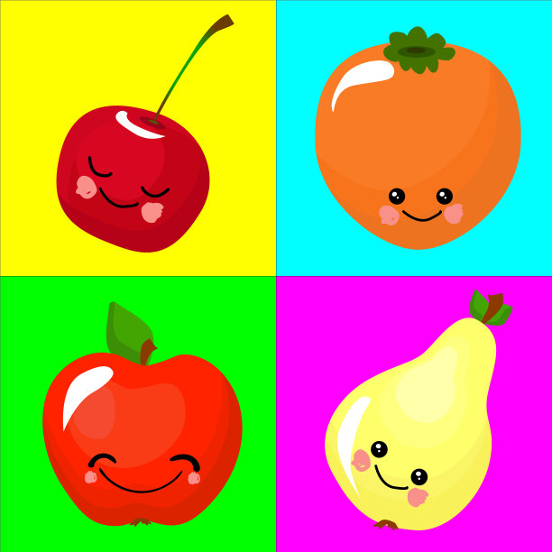 樱桃、柿子、苹果、梨子等有趣的水果图片下载