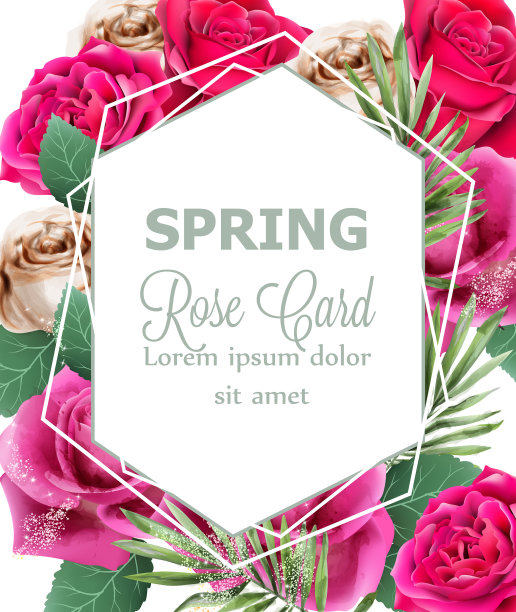 春天玫瑰水彩卡美丽的花图片下载