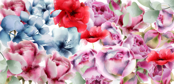夏季花卉水彩花卉装饰背景图片下载