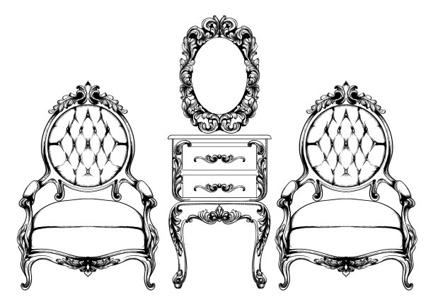 丰富的巴洛克式扶手椅皇家风格家具图片下载