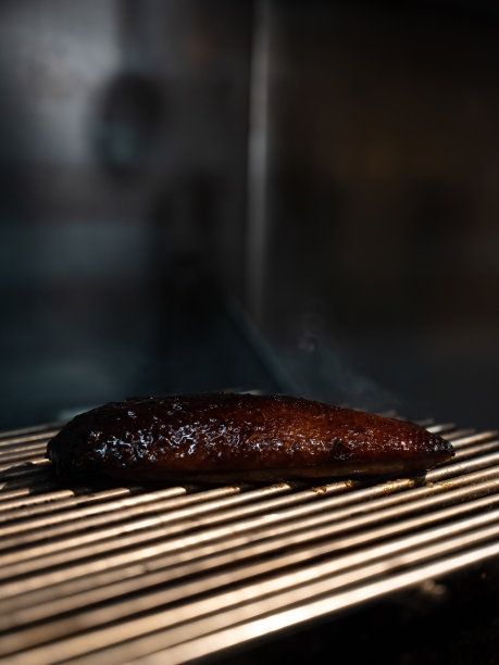 在烤架上煮鸭胸图片下载