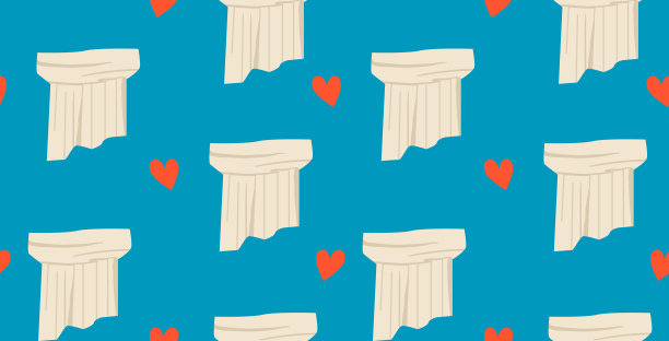 无缝图案仿古大理石柱和心图片下载