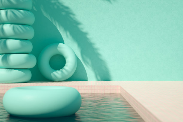 游泳池暑假旅游背景棕榈树的影子图片下载