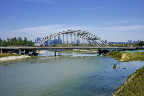 成都大桥和金融城在一个阳光明媚的日子图片下载