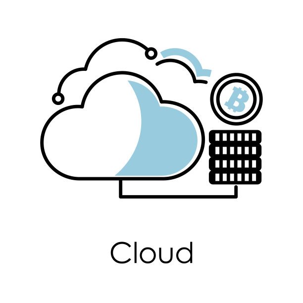 云技术孤立图标比特币挖矿图片下载