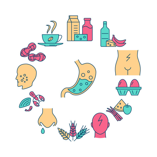 食物不耐受的圆形概念横幅是彩色的图片下载