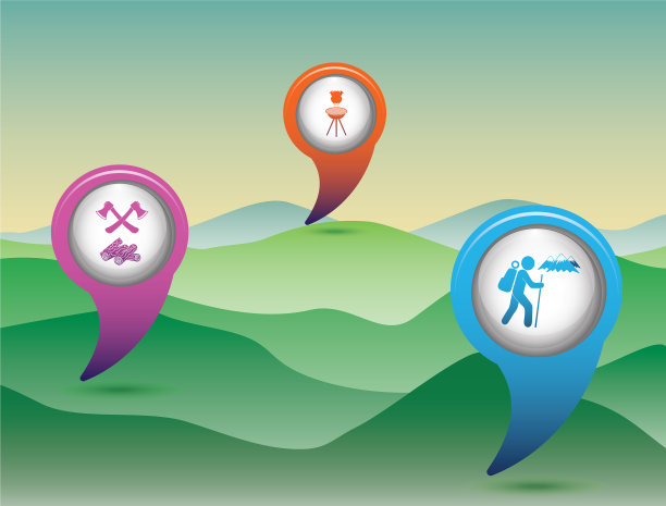 带有固定旅行和露营设备的海报图片下载