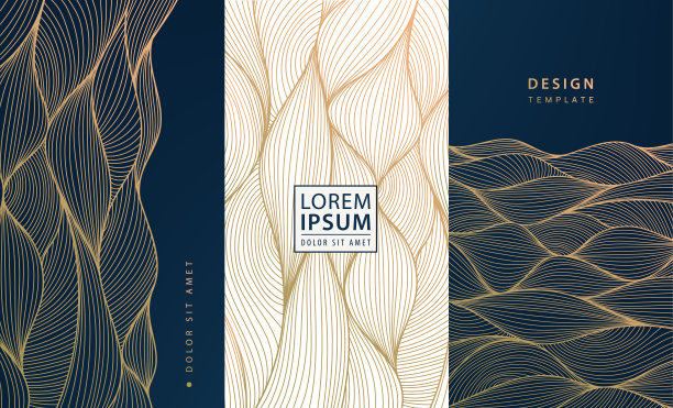 集矢量收集波浪形线条设计元素标签、相框、婚庆请柬、社交网故事、包装、奢侈品、香水、香皂、葡萄酒、洗剂。孤立在黑白背景图片下载