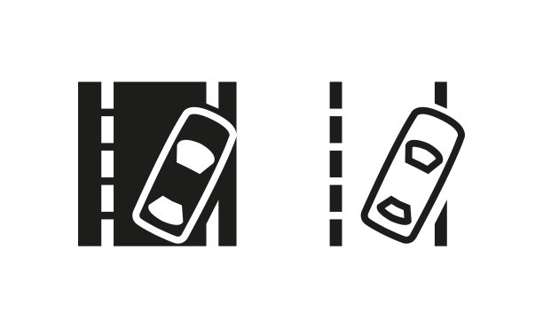 车道偏离警告图标。图片下载