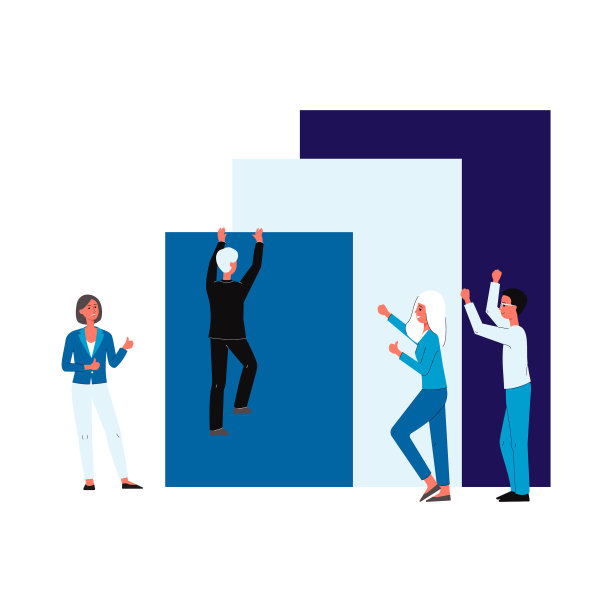 克服商业挑战横幅-卡通图片下载