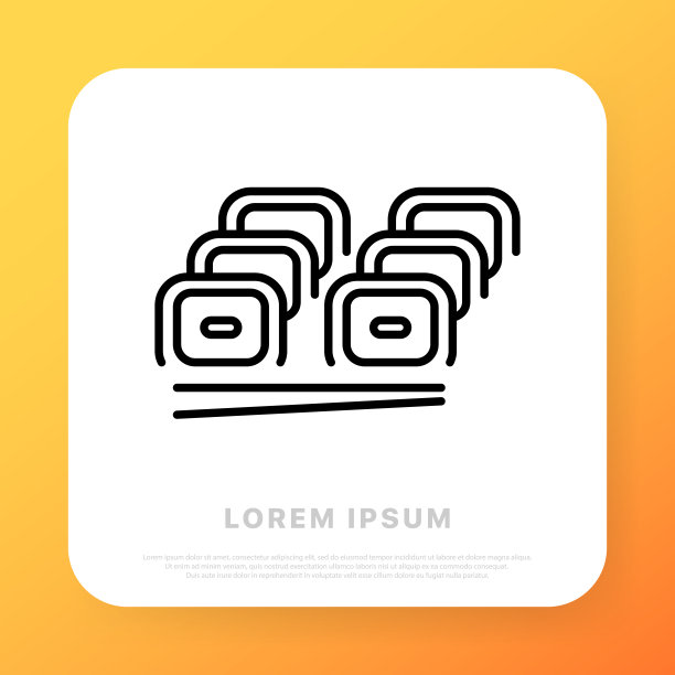 寿司行图标。寿司用筷子卷。日本传统美食。米饭和海鲜。食品的概念。行图标风格。矢量线图标的业务和广告图片下载