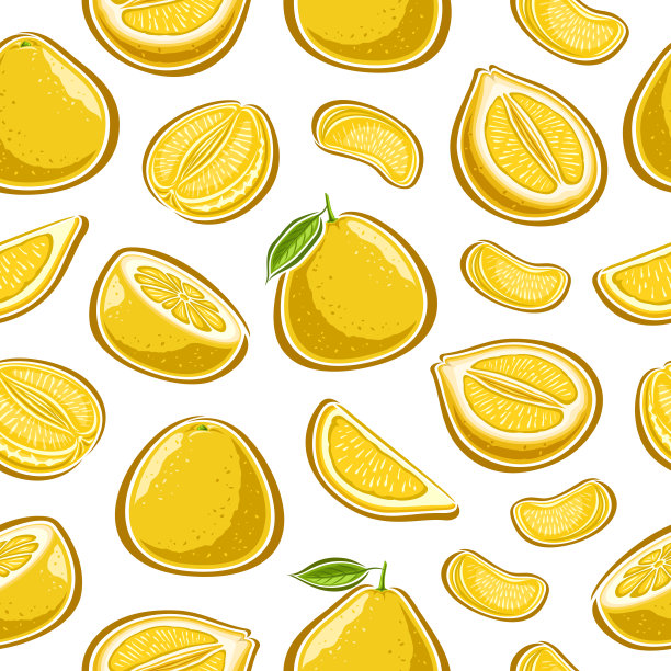 矢量柚子无缝图案图片下载