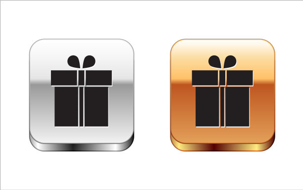 黑色礼品盒图标孤立在白色背景图片下载