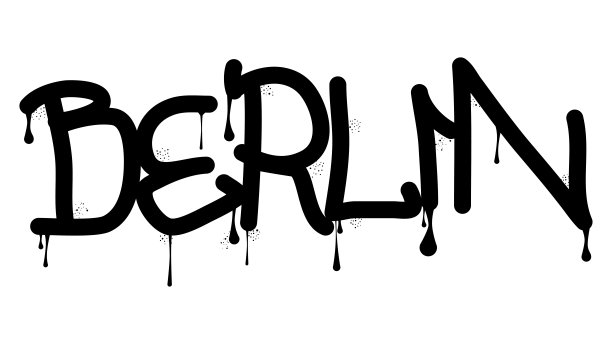 柏林。彩色涂鸦标签。抽象现代街头艺术装饰表现为城市绘画风格。图片下载
