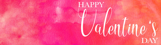 情人节快乐-心bokeh /爱情模板背景插图背景贺卡宽全景网页横幅设计-抽象水彩水彩画粉红色红色笔触飞溅刷心，孤立在白纸纹理图片下载