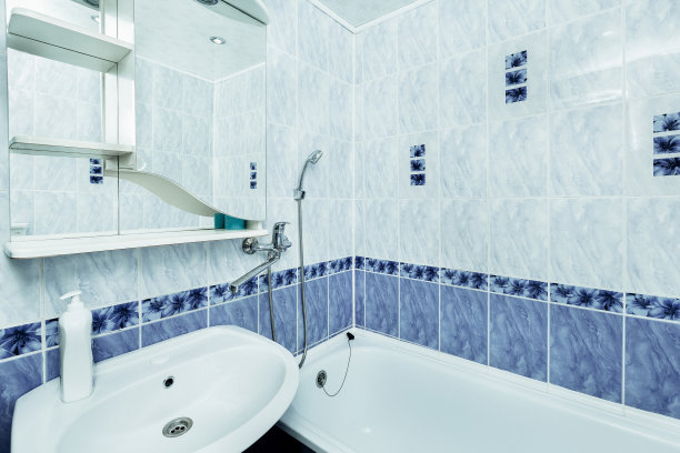 紧凑时尚的浴室瓷砖蓝色图片下载