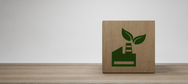 生态工厂图标。平面风格的图标设计与copyspace。三维渲染图片下载