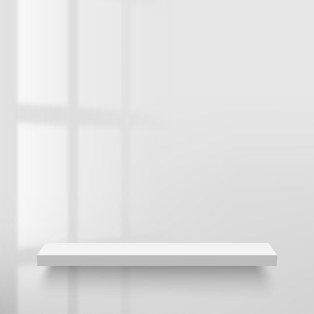 白色墙壁上空的白色架子。向量图片下载