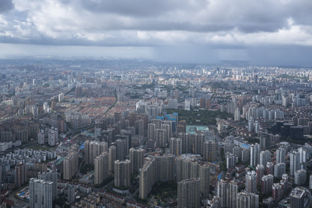 全景天际线中国上海的航拍照片图片下载