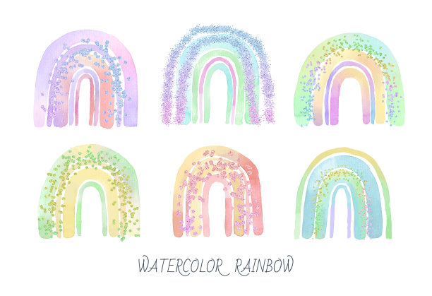 一套全息闪光水彩彩虹图片下载