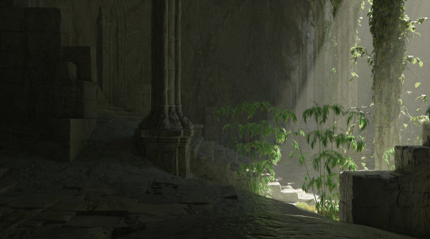 地下废弃寺庙孤立的白色背景3d插图图片下载