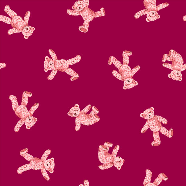 可爱熊插画无缝图案图片下载