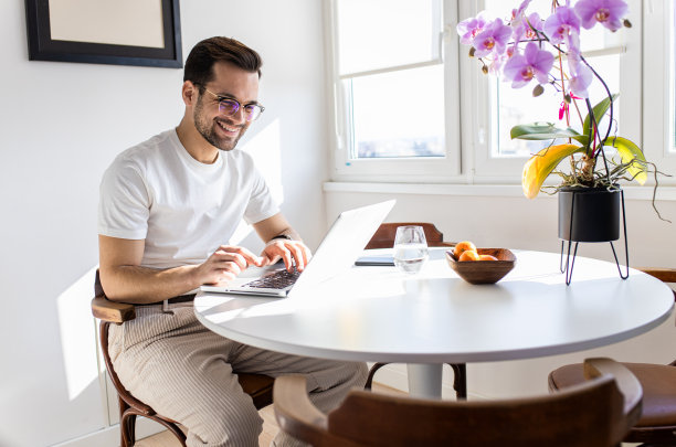在家工作的男人。图片下载