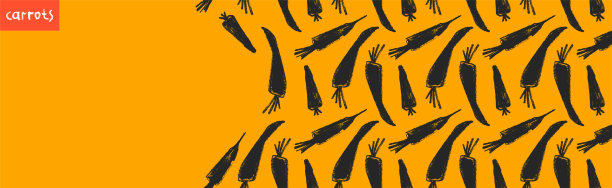维生素A横幅与矢量胡萝卜图案无缝。β-胡萝卜素。图片下载