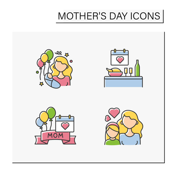 母亲节彩色图标设置图片下载
