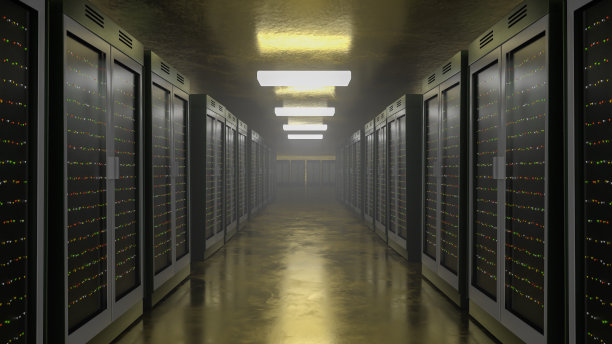 服务器。服务器机房数据中心。备份，挖掘，托管，主机，农场和计算机机架存储信息。三维渲染图片下载