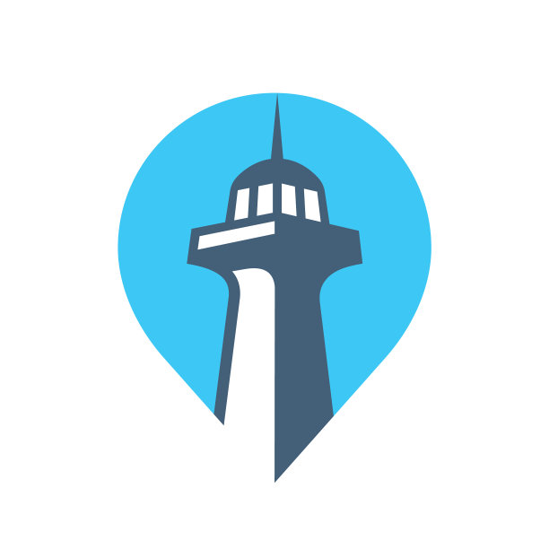 塔和大头针地图符号信标极简标志图片下载