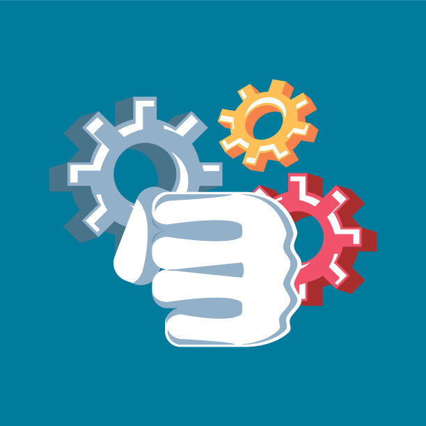 手拳头的力量与齿轮小齿轮图片下载